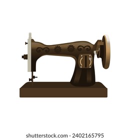 Máquina de coser retro sobre fondo blanco. Ilustración vectorial.