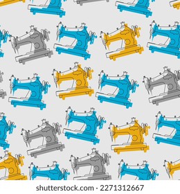 Retro sewing machine pattern seamless. Vector texture