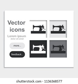 Retro sewing machine placed on web page template flat vector icon.