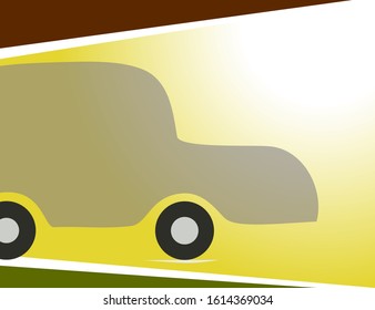 Retro shadow of car in yellow color