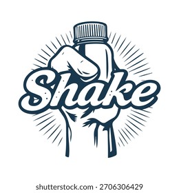 Retro Shake Slogan Bottle T-shirt Design – Vintage Hand, Bold Typography