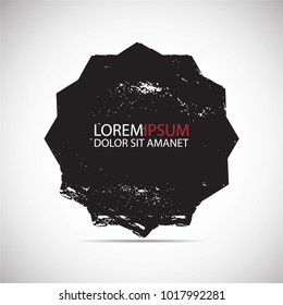 Retro Shape. Black Stamp. Banners, Insignias,stamps,Icons, Labels,frames and Badges. Brush Strokes . grunge texture Vector .