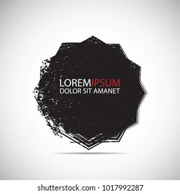 Retro Shape. Black Stamp. Banners, Insignias,stamps,Icons, Labels,frames and Badges. Brush Strokes . grunge texture Vector .