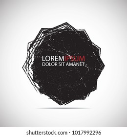 Retro Shape. Black Stamp. Banners, Insignias,stamps,Icons, Labels,frames and Badges. Brush Strokes . grunge texture Vector .