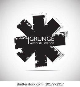Retro Shape. Black Stamp. Banners, Insignias,stamps,Icons, Labels,frames and Badges. Brush Strokes . grunge texture Vector .
