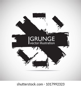 Retro Shape. Black Stamp. Banners, Insignias,stamps,Icons, Labels,frames and Badges. Brush Strokes . grunge texture Vector .