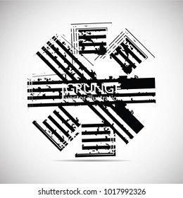 Retro Shape. Black Stamp. Banners, Insignias,stamps,Icons, Labels,frames and Badges. Brush Strokes . grunge texture Vector .