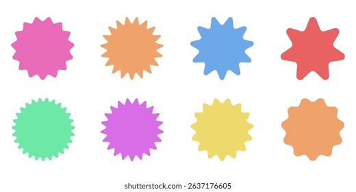 Retro Shape Label Wavy Edge Circle Set. Abstract Elements for Label, Badge, Template, Web Design and Social Media