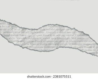 Retro sheet of a book with a torn middle. Collage of book page and torn paper. Retro newspaper with torn paper. Vector illustration