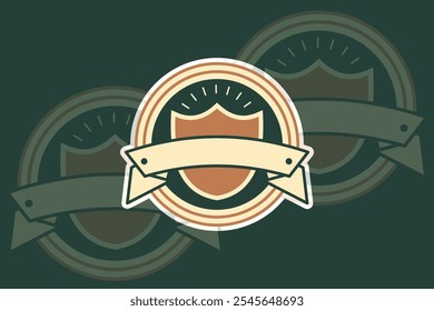 Retro Shield Logo Set, Vintage Badge and Ribbon Emblems, Editable EPS for Branding, Microstock, and Design Projects