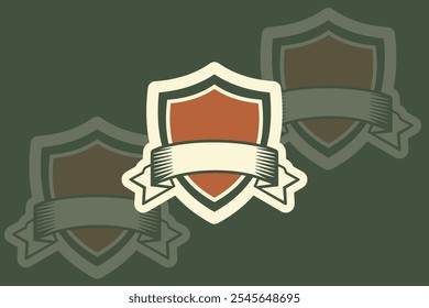 Retro Shield Logo Set, Vintage Badge and Ribbon Emblems, Editable EPS for Branding, Microstock, and Design Projects