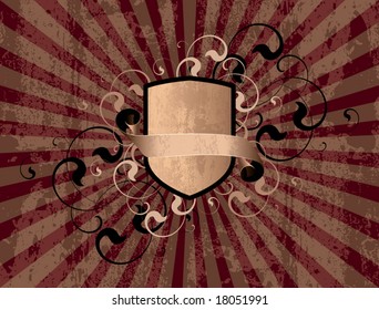 retro shield on a texture background
