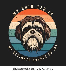 Retro shih tzu Dog tshirt design vector