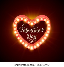 Retro shining banner for Valentine's day. Vector illustration.