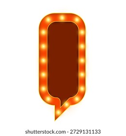 Lâmpada de quadro retro brilhante com lâmpadas vermelhas brilhantes formando uma borda de letreiro dramática ideal para cartazes de entretenimento, anúncios de teatro, gráficos promocionais e modelos vetoriais isolados
