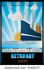 retro ship vector illustration