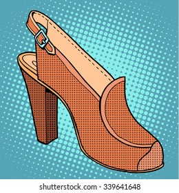 Retro shoes womens pop art style. Clothing and goods. The high-heeled shoes