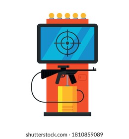 Retro Shooting Arcade Game Machine mit Rifle, Video Gaming Machinery Vektorgrafik