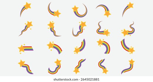 Retro Shooting Star Flat Color