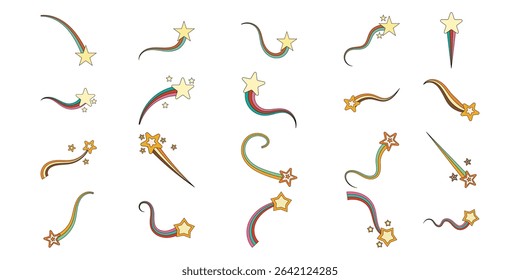 Retro Shooting Star Vector Collection