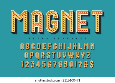 Retro show alphabet design, cabaret, letters and numbers. Original design