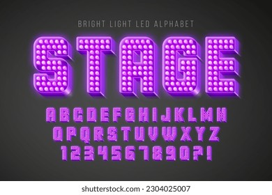 Retro show alphabet design, cabaret, LED lamps letters and numbers. Original design