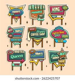 retro sign board vector set illustration