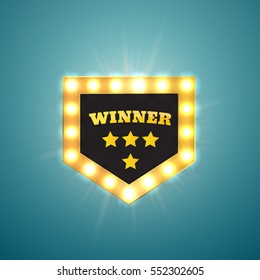 Retro-Schild mit Lampe Big Win Banner für Online-Casino, Poker, Roulette, Spielautomaten, Kartenspiele. Vektorgrafik