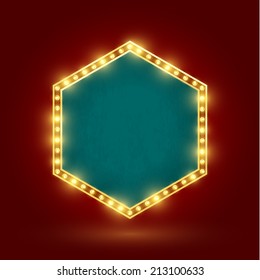 retro sign with realistic lamps