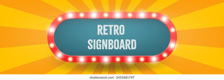 Retro signboard. Retro lightbox. Vector illustration.