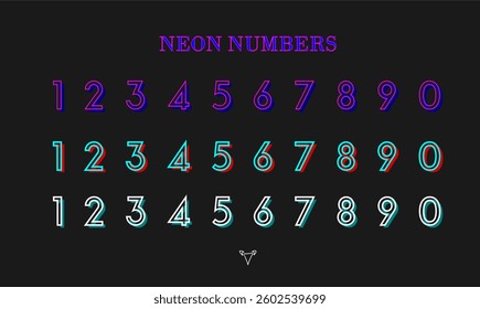 Retro Signs Neon Numbers Set
