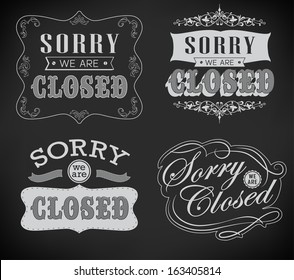 Retro signs Open and Closed. Vector illustration.