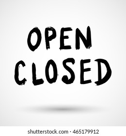 Retro signs Open and Closed. Vector illustration.