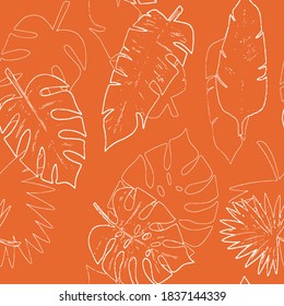 Retro silhouette meadow palms leaves seamless pattern in vector  , Retro style design for fashion , fabric,web, wallpaper ,wrapping and all prints on vintage  background