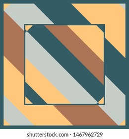 Retro silk scarf design with square lines background