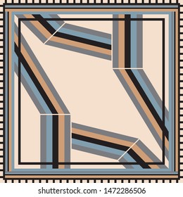 Retro silk scarf pattern with lines design