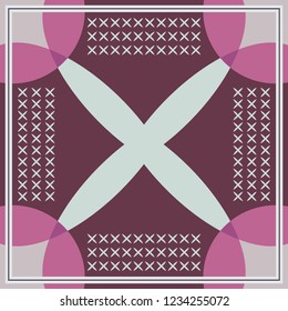 Retro silk scarf pattern on pink