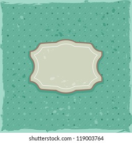 Retro Simple Card with Gray Label. Polka Dot Background
