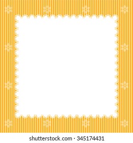 Retro simple Christmas card with white snowflakes on orange background