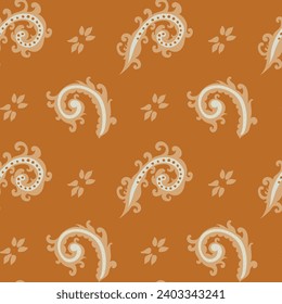 Composición simple retro con hojas y ramas, flores y flor. Plantas florecientes con follaje y follaje, arte botánico. Patrón sin costura, papel pintado o huella de fondo. Vector de estilo plano
