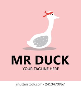 retro simple concept duck restaurant logo design suitable for business