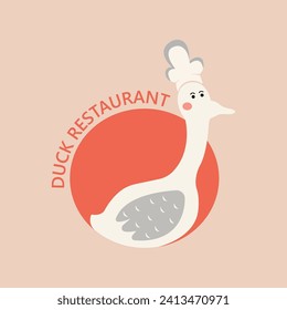 retro simple concept duck restaurant logo design suitable for business