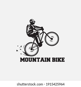 Retro simple mountain bike badge logo design