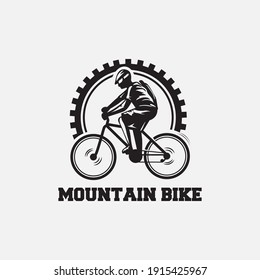 Retro simple mountain bike badge logo design