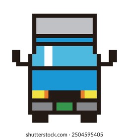 Retro and simple pixel art of automobile drawn in 8-bit, illustration of a truck. Working vehicle.