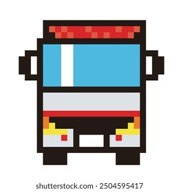 Retro and simple pixel art of automobile drawn in 8-bit, passenger car, ambulance illustration, working vehicle.