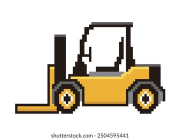 Retro und einfache Pixel Kunst des Automobils in 8-Bit gezeichnet, Spezialfahrzeug, Gabelstapler. Arbeitswagen