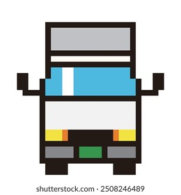 Retro and simple pixel art of automobile drawn in 8-bit, illustration of a truck. Working vehicle.