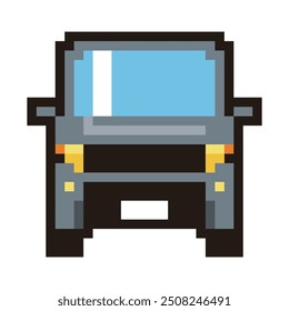 Retro y simple pixel art de automóvil dibujado en 8 bits, coche de pasajeros, minivan ilustración.