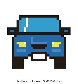 Arte retro y simple del pixel de un coche dibujado en 8 bits, ilustración de un coche del SUV.